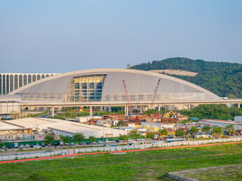 澳门氹仔大型穹顶建筑工地全景