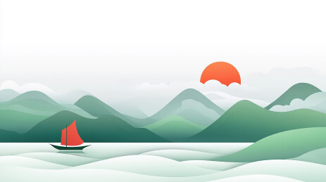 朝阳暖照层峦亮