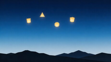 夜空飞灯映山影