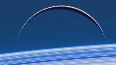 行星弧形轮廓与蓝色大气层条纹