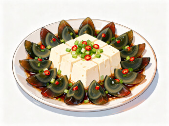 卡通美食插画凉拌皮蛋豆腐