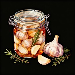 泡蒜玻璃罐腌制食材美食插画
