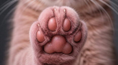 猫爪垫粉嫩表面一点细闪