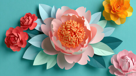 彩色纸艺花卉装饰