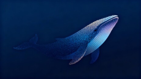 星光粒子蓝鲸深海梦幻插画
