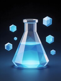 低多边形风格锥形瓶科学实验插画