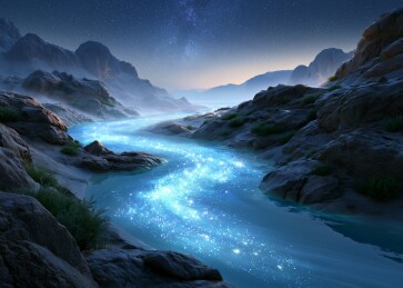 星空下发光河流