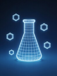 发光线框锥形瓶与分子结构展示