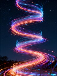 夜空光绘螺旋艺术摄影