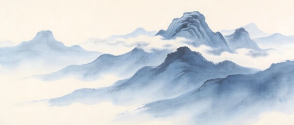 远山云雾缭绕层峦叠嶂