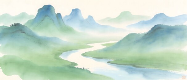 水墨山水画卷江河峰峦