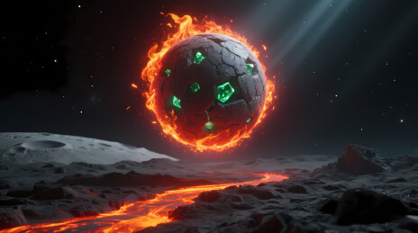 烈焰晶体球悬浮异星地表