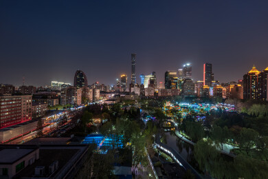 北京 CBD 中国尊蓝调公园城市夜景天际线
