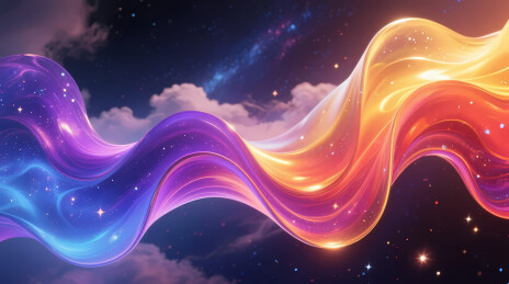 紫蓝渐变橙黄的梦幻宇宙能量带