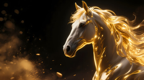 金光白马驰骋于深邃黑夜