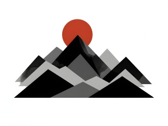 红日远山插画
