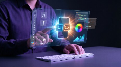 触控全息屏幕进行UIUX移动端界面设计