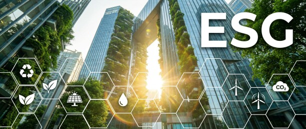 ESG绿色生态建筑与可持续环保图标