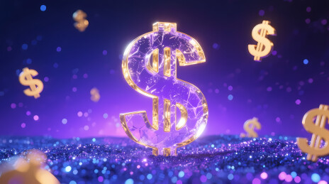 璀璨星空下的金色美元符号