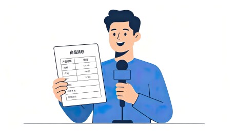 主播手持清单麦克风直播带货