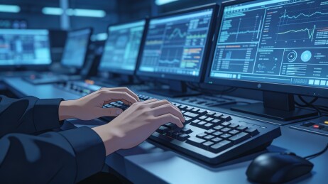 数据列表显示器控制室操作特写