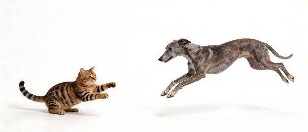 猫与狗追逐瞬间