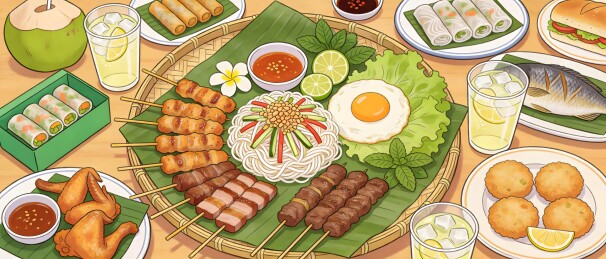 丰盛越南风味美食宴