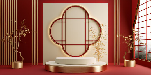 红金四叶窗竹国风展   