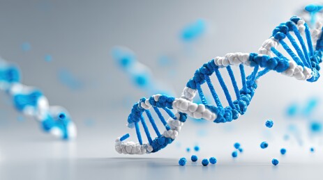 蓝色DNA双螺旋基因分子3D结构