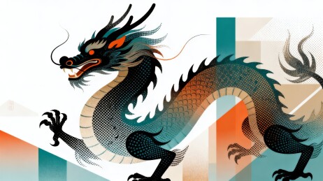 几何肌理东方龙插画