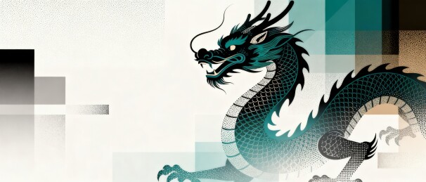 几何肌理东方龙插画
