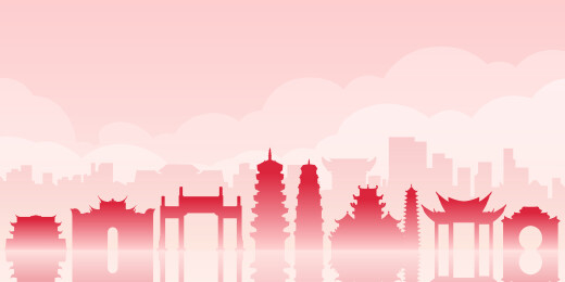 福州城市地标插画剪影