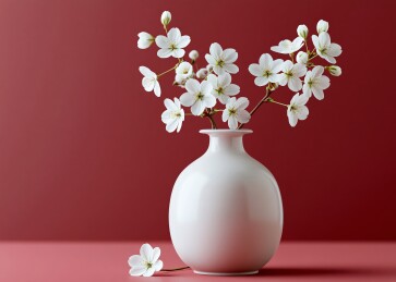 白花瓷瓶静物