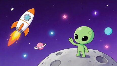 外星人月球挥手火箭飞