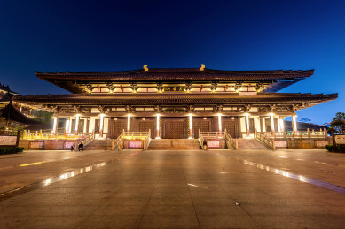 中国安徽淮北隋唐运河古镇五凤门夜景风光