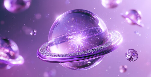 紫色星球与光环的宇宙景象