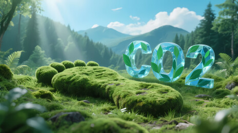 CO2 晶体与苔藓岩石共融自然