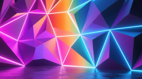 霓虹多面体赛博迷幻空间