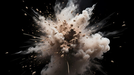 剧烈爆炸产生的浓烟与飞溅碎屑