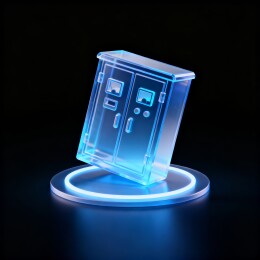 透明电控箱蓝调3D科技图标