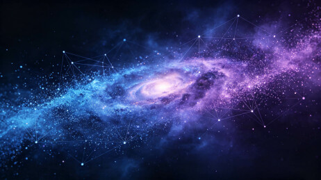 紫蓝螺旋星系宇宙星云太空插画