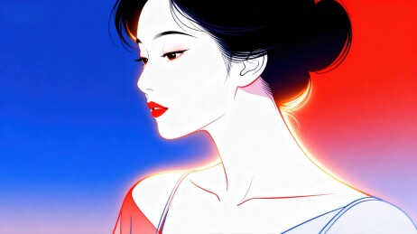 侧脸女性艺术插画