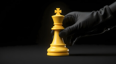 黑手套轻触金色国际象棋王