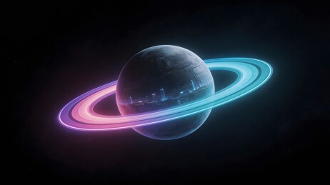 科幻星球与彩色光环