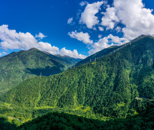 西藏自治区林芝市色季拉山尼洋风光航拍