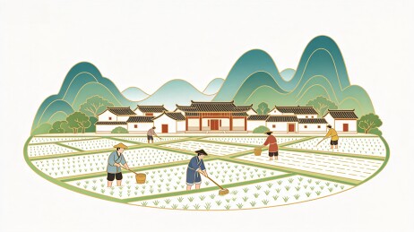 田园耕作场景插画