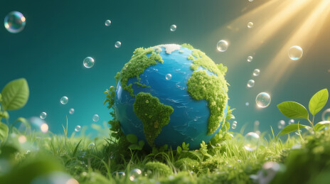 苔藓地球沐浴阳光生机盎然