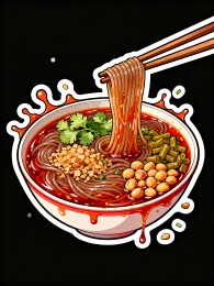 酸辣粉国潮插画美食贴纸