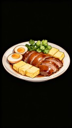 卤鸭拼盘美食插画