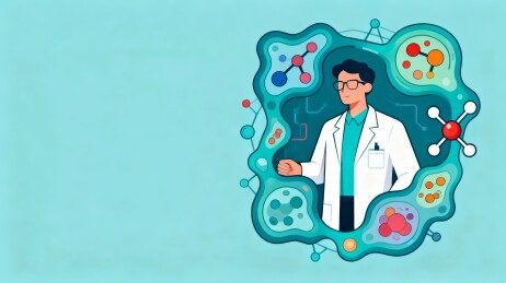 科研人员分子细胞生物科普插画